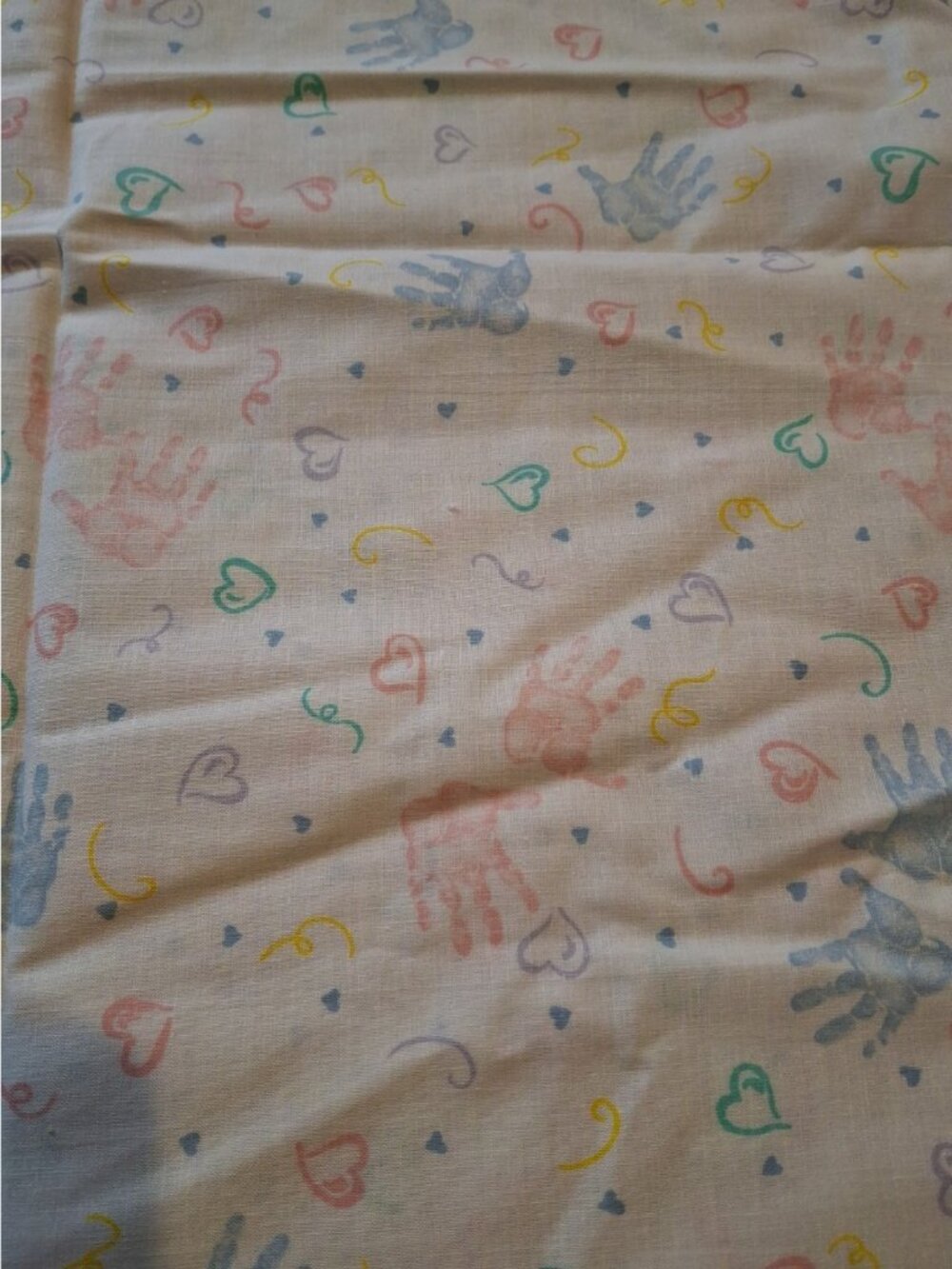 Vintage Baby Handprint Fabric Pastel Confetti 1 Yd